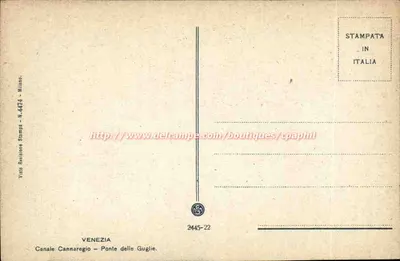Veneza — Canal Cannaregio e Ponte delle Guglie — STAMPATA IN ITALIA N. 4474 — Verso