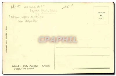 Willa Pamphili - Ginocchi — woda w kaskadzie — wydawnictwo Gigi Mauro, Rzym — Rewers