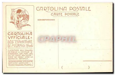 Galleria del Lavoro — Exposição de Milão 1906 — Piccar Roccò, Milão, N°12 — Verso