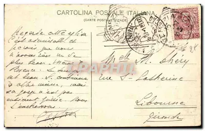 Veneza Basílica de S. Marco — vista da basílica com bandeiras italianas — L.G. Modiano e Co. Milano 9861 — Verso