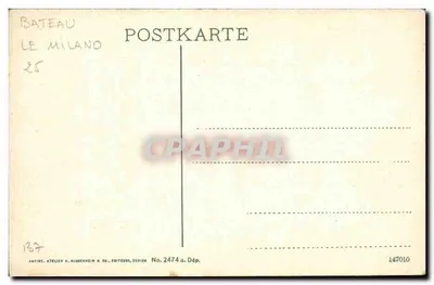 Lugano-Paradiso — Statek Le Milano — Atelier H. Gubbenheim & Co., Zurych, n° 2474a — Rewers