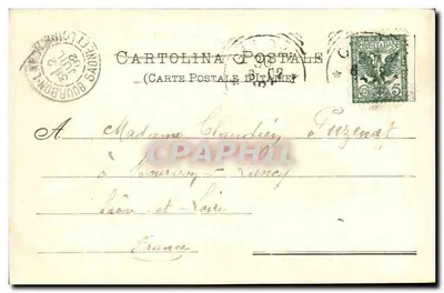 Cornigliano — Villa Raggio — widok z zamku na morze — wydawca H.T.D. — Rewers