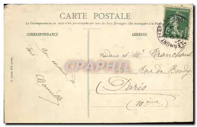 Clermont-Ferrand — Estátua de Blaise Pascal — R. Lémaitre, Edit.-photo — Verso