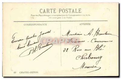 Fontes Germaine e Deval — Châtel-Guyon — Editor L. Léon — Verso