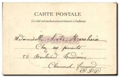 Orcines i Puy-de-Dôme — widok wsi z kościołem — Lib. Bougé-Béal, Rue de l’Ecu, Clermont-Ferrand — Rewers