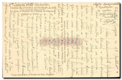 Zamek Chazeron — Okolice Châtel-Guyon (P.-de-D) — Wydawnictwo Sztuki Yvonne, Paryż — Rewers
