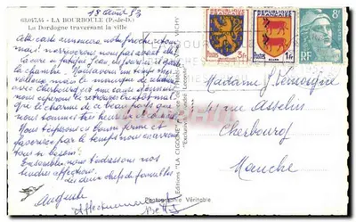 La Cigogne — Widok rzeki Dordogne przepływającej przez miasto — Wydawnictwo Véritable — Rewers