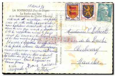 La Roche aux Fées — La Bourboule (Puy-de-Dôme) — Wydawnictwa Francuskie — Rewers