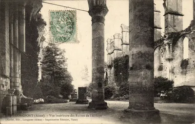 Longpont (Aisne) — Vista interna das Ruínas da Abadia — Godet, editor, Longpont (Aisne) - Imprimeries Réunies, Nancy