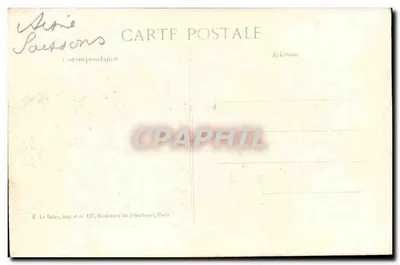 Soissons — rua após bombardeio — E. Delezy, imp. 4e-t. 127, Boulevard de Sebastopol, Paris — Verso