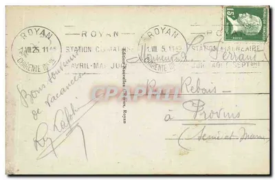 Royan - Les Rochers de Vallières — série 62 — éditeur non identifié — Verso