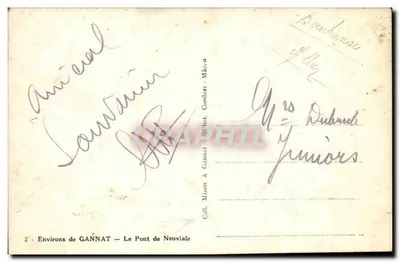 Arredores de GANNAT — O Ponte de Neuviale — Coll. Mizen em Gannat - Macou — Verso
