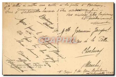 Las Avenues del Teatro — Burdeos — Editor F. Bagui, París — Reverso