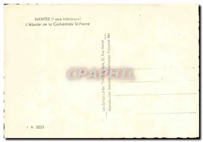 Nantes (Loire-Inférieure) — L'Abside de la Cathédrale Saint-Pierre — Éditions d'Art Yvon, Paris — Verso