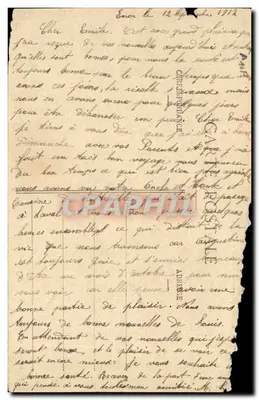Bilhete postal antigo Rua Ste Gemmes, Evron — Verso