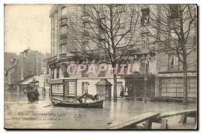 Paris — Inundações de 1910 — Rue Broca à la rue Lafontaine — I.F.P. Paris