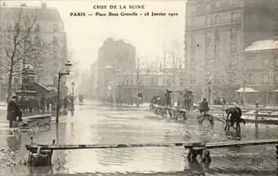 Cheia do rio Sena — Paris — Place Beau Grenelle — 28 Janeiro 1910 — E.P.D.