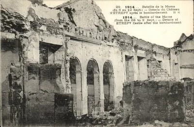 Castelo de Étrépigny — Detalhes após o bombardeio — Editor G. Gaudin & Cie, Sarlat