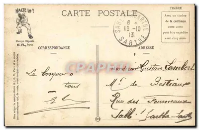 Expressões militares — Ter os pés nickelados / Rouspéter nas ordens de tarefas — E.R., Paris, Modelo depositado n° 382 — Verso