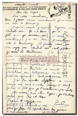 A Santa Perme — caricatura militar — Páre! E.R. Paris (modelo depositado) — Verso
