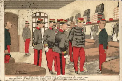Inspeção do Geral — Caricatura militar — Editor D. Spron