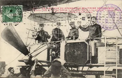 Nacela do dirigível militar republicano — Explosão do 27 de setembro de 1909 — Capitão Marcelat, Tenente Giaure e adjuntos Vincennot e Négu