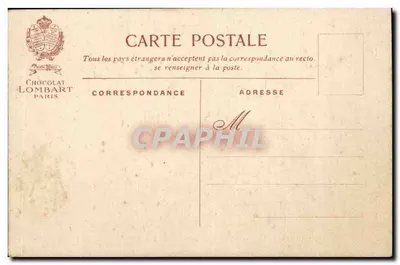 Książę Lambert przelatuje nad Wieżą Eiffla, 1909 — Chocolat Lombart, Paryż — Rewers