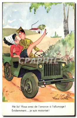 Soldat et femme dans un Jeep militaire — Rose Caille, n° 15730