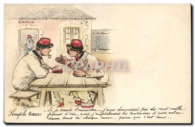 Dois soldados em discussão — Cantine — editor Villiaume, número de série não visível