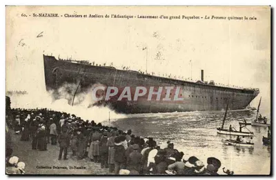 St-Nazaire - Chantiers et Ateliers de l'Atlantique - Lancement d'un grand Paquebot - La Provence quittant la cale