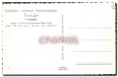 Cruiser "Flandre" — Compagnie Générale Transatlantique — Éditions ESTEL — Verso