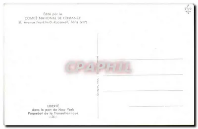 Liberté — navio da Transatlantique — Editado pelo Comitê Nacional da Criança, Paris — Verso