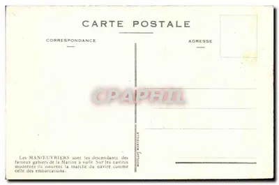 Manobristas a bordo de um navio — ilustração — editor MOULLET-MARSEILLE — Verso