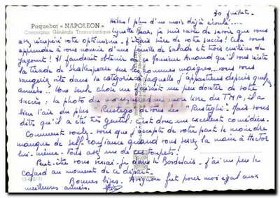 Navio de passageiros « NAPOLEON » — Compagnie Générale Transatlantique — editor Mexichrome — Verso