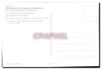 Le France — w trakcie realizacji — Festiwal Filmu Morskiego w Bordeaux i Klub Kartofilski Bordeaux — Rewers
