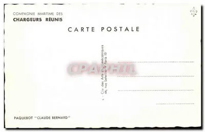 Paquebote "Claude Bernard" — Compagnie Maritime des Chargeurs Réunis — editor Cie des Arts Diplomécaniques — Verso