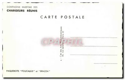 Paquebot "Brazza" — Compagnie Maritime des Chargeurs Réunis — carta postal — Verso