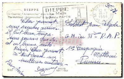 O Correio "Arromanches" em Dieppe — Editor Estel, n° 5165 — Verso