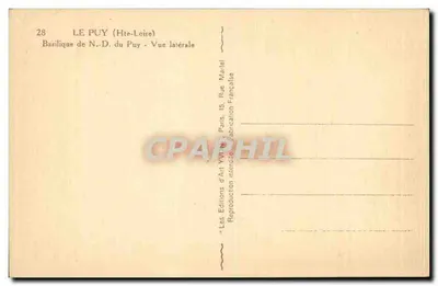 Le Puy (Hte-Loire) — Basílica Nossa Senhora do Puy — Vista lateral — Les Éditions d'Art YVY, Paris — Verso