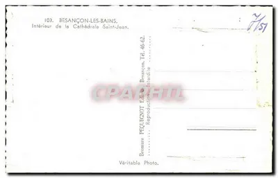Wnętrze Katedry św. Jana — Besançon-les-Bains — wyd. PEQUI — nr 103 — Rewers