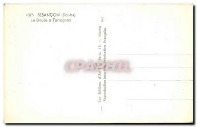 Besançon (Doubs) — O Doubs em Tarragnoz — Les Éditions d'Art, Paris — Verso