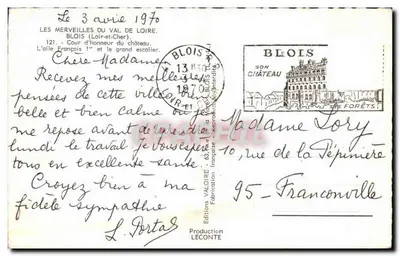 Castelo de Blois — Cour d'honneur e grande escada — Edições Valoire — Verso