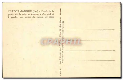 Rocamadour (Lot) — Wejście do jaskini Mise au tombeau — Éditions d'Art Yvon — Rewers