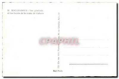 Rocamadour — Ogólny widok i zakręty drogi z Cahors — Réal-Photo — Rewers