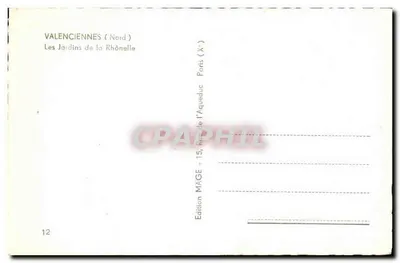 Les Jardins de la Rhônelle — Valenciennes (Nord) — Édition MAGE — Rewers