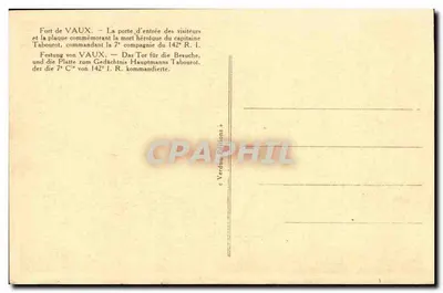 Fort Vaux — Wjazd i tablica upamiętnieniowa — Rewers