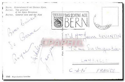 Bern — Ogólny widok i Alpy — Das Schöne Alte Bern — Rewers