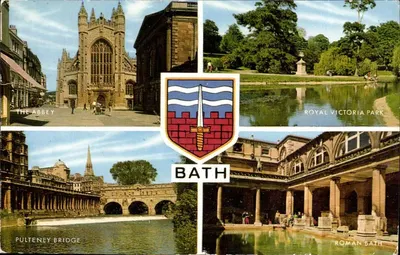 Bath — A Abadia, Ponte Pulteney, Parque Real Victoria, Banhos Romanos — J. Salmon Impressor de Cor