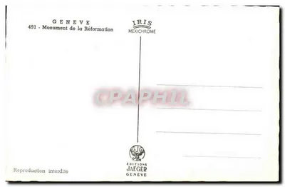 Reformationsdenkmal — Genf — Éditions Jaeger — Rückseite