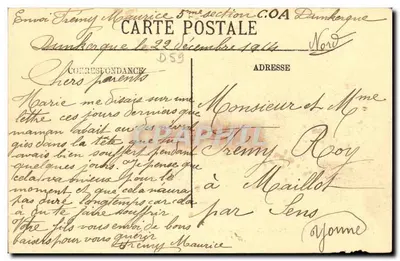 Dunkerque — Wjazd łodzi rybackiej — C. A. — Rewers